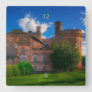 Dalhousie Castle, Midlothian, Schotland Vierkante Klok