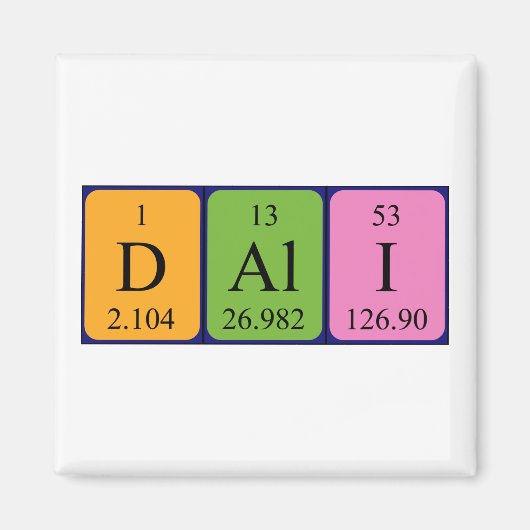 Dali periodieke tabelnaam magnet (Voorkant)
