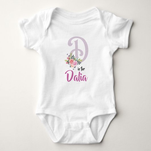 Dalia Naam Baby Outfit Letter D Romper Floral Girl (Voorkant)