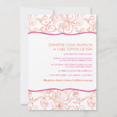 Dalia (Oranje & Fuschia) huwelijksuitnodiging Kaart (Voorkant)