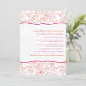 Dalia (Oranje & Fuschia) huwelijksuitnodiging Kaart (Staand voorkant)