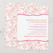 Dalia (Oranje & Fuschia) huwelijksuitnodiging Kaart (Voorkant / Achterkant)