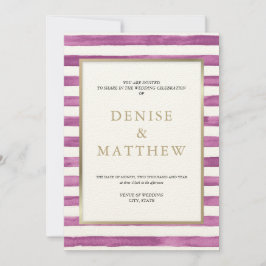 Dalia Paarse Waterverf Stripes & Gold Lettering Kaart