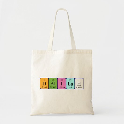Dalilah periodieke tabelnaam canvas tas (Voorkant)