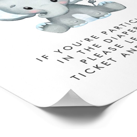 Daling van ellephant Baby Boy Shower met luier Raf Poster (Hoek)