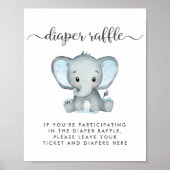 Daling van ellephant Baby Boy Shower met luier Raf Poster (Voorkant)