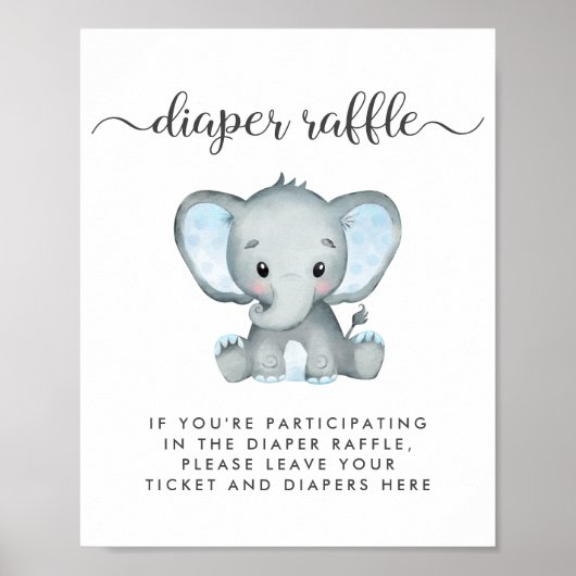 Daling van ellephant Baby Boy Shower met luier Raf Poster (Voorkant)