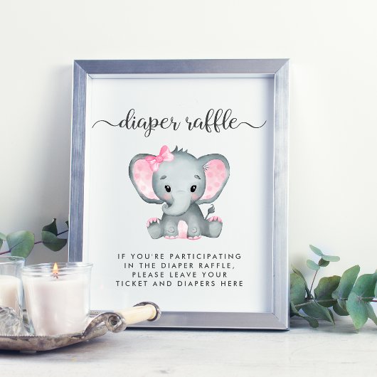 Daling van ellephant Girl Baby shower Poster