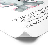 Daling van ellephant Girl Baby shower Poster (Hoek)