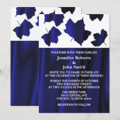 Dall Leaves Deep Blue Satin White Unique Weddensch Kaart (Voorkant / Achterkant)