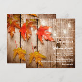 Dall Leaves Ggloed Mason Jars Rustic Wood Weddensc Kaart (Voorkant / Achterkant)