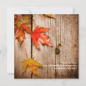 Dall Leaves Ggloed Mason Jars Rustic Wood Weddensc Kaart (Achterkant)