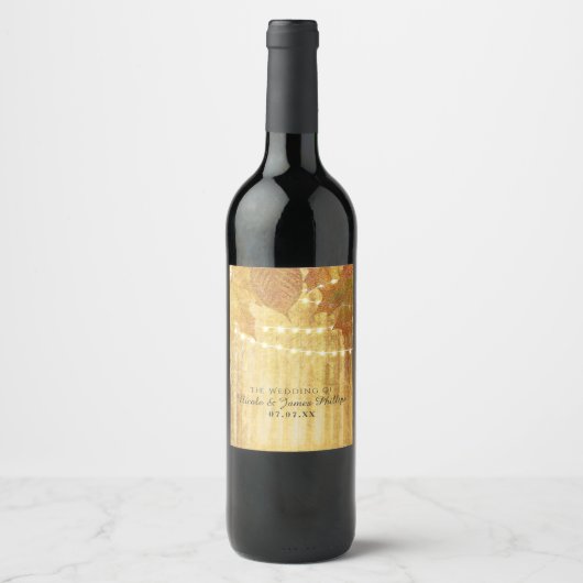 Dall Leaves Golden Autumn Rustic Bossen Wine Label Wijn Etiket (Voorkant)