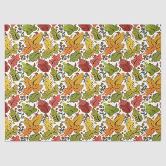 Dall Leaves in Gold, Green en Rust Brown Tissuepapier (Voorkant)