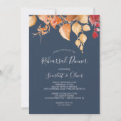 Dall Leaves Navy Blue & Burgundy Rehearsal Dinner Kaart (Voorkant)