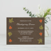 Dall Leaves Sparkle Thanksgiving Party Invitations Kaart (Staand voorkant)