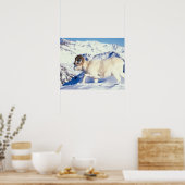 dall schaap, Ovis dalli, volledige stok op een dal Poster (Keuken)