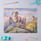 Dall-schaapram op een majestueuze bergdecoupage tissuepapier (Craft)