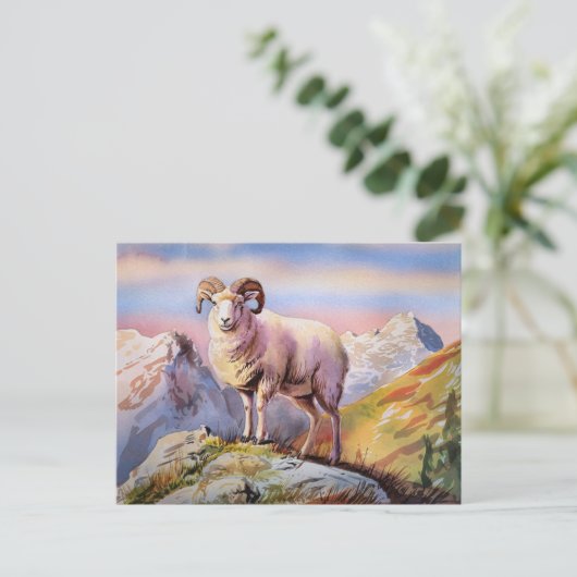 Dall Sheep Ram op een majestueuze berg Briefkaart (Staand voorkant)