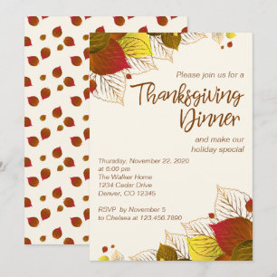 Dall verlaat Thanksgiving Dinner Party-uitnodiging Kaart