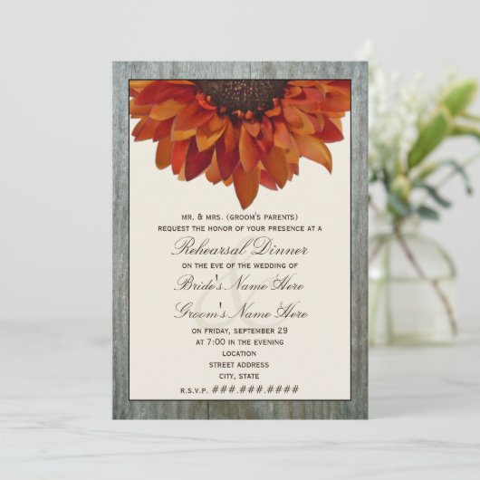 Dall Weddenschappen Diner - Zonnebloem & Hout Kaart (Staand voorkant)