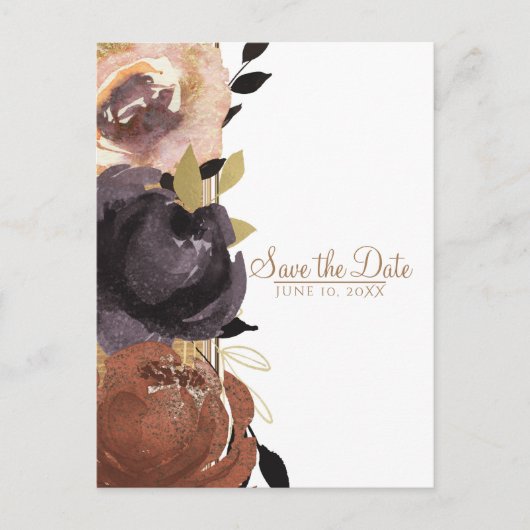 Dall Wedding Bold Glam Flowers Save the Date Aankondigingskaart (Voorkant)