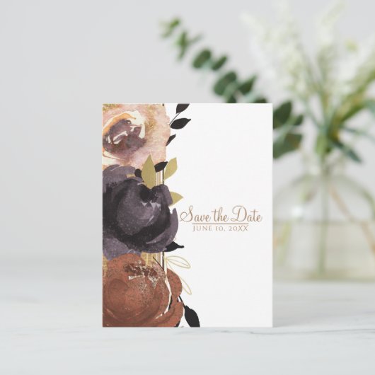 Dall Wedding Bold Glam Flowers Save the Date Aankondigingskaart (Staand voorkant)