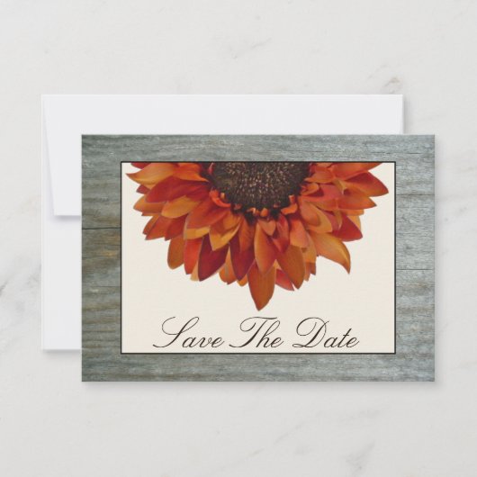Dall Wedding Save the Date - Sunflower & Barnwood (Voorkant)