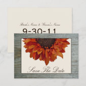 Dall Wedding Save the Date - Sunflower & Barnwood (Voorkant / Achterkant)