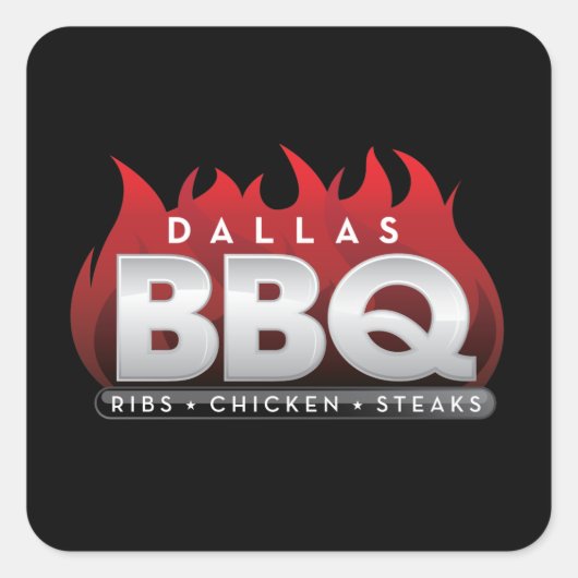 Dallas BBQ Square Stickers (Voorkant)