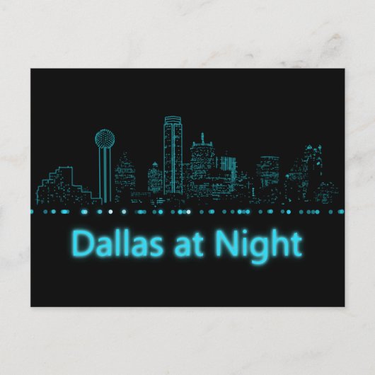 Dallas bij nacht briefkaart (Voorkant)
