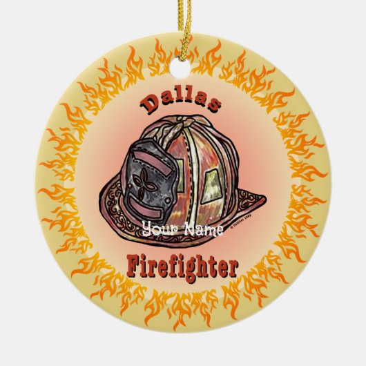 Dallas brandweerman  keramisch ornament (Voorkant)