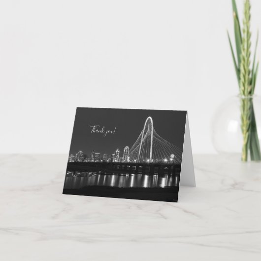 Dallas Bridge Uitzicht Grayscale Dank u kaart (Voorkant)