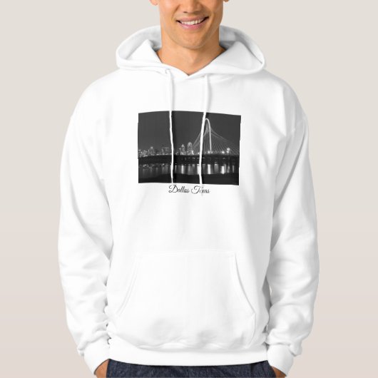 Dallas Bridge Uitzicht Grayscale Hoodie (Voorkant)