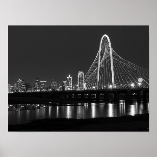Dallas Bridge Uitzicht Grayscale Poster (Voorkant)