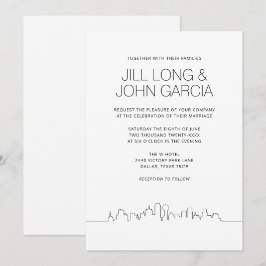 Dallas Bruiloft Kaart (Voorkant / Achterkant)