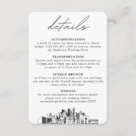 Dallas bruiloft kleine verticale details informatiekaartje