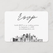 Dallas Bruiloft Minimalistische Schets RSVP Informatiekaartje (Voorkant)