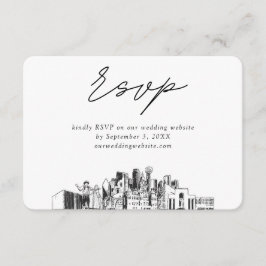 Dallas Bruiloft Minimalistische Schets RSVP Informatiekaartje