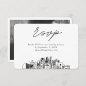 Dallas Bruiloft Minimalistische Schets RSVP Informatiekaartje (Voorkant / Achterkant)
