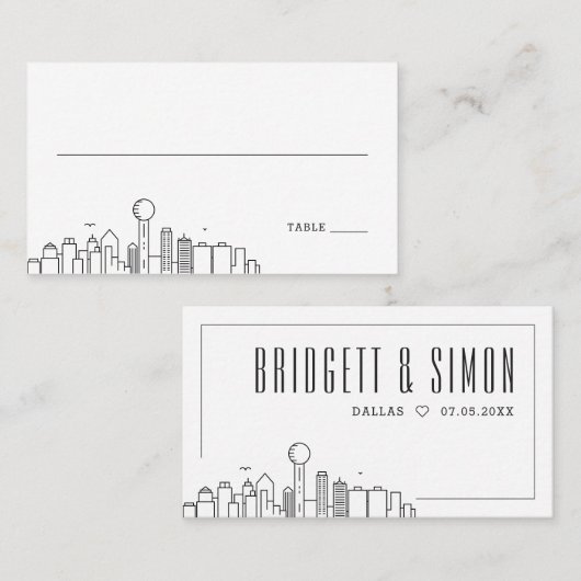 Dallas Bruiloft | Plaats kaarten voor en achter Plaatskaartje (Voorkant / Achterkant)