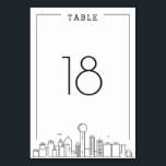 Dallas Bruiloft | Tabelnummer Kaart<br><div class="desc">Een unieke trouwtafel nummerkaarten voor een huwelijk dat plaatsvindt in de prachtige stad Dallas. Het beschikt over een vereenvoudigd tafelnummer dat boven een gestileerde versie van de unieke skyline van de beroemde stad rust. Dit artikel maakt deel uit van een groter meerdelig collectie met items op maat voor, de dag...</div>