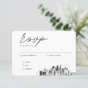 Dallas Bruiloft Traditionele RSVP Maaltijden Optie Informatiekaartje