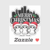 Dallas City Texas Merry Christmas Cats Verenigde S Sticker (Vel)