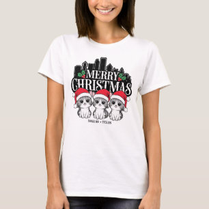 Dallas City Texas Merry Christmas Cats Verenigde S T-shirt