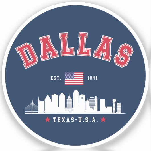 Dallas Cityline – Modern Texas Vibes Sticker (Voorkant)