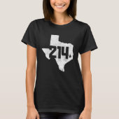 Dallas County 214 Area Code Texas State Map Pride  T-shirt (Voorkant)