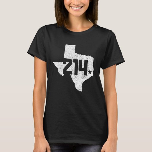 Dallas County 214 Area Code Texas State Map Pride  T-shirt (Voorkant)