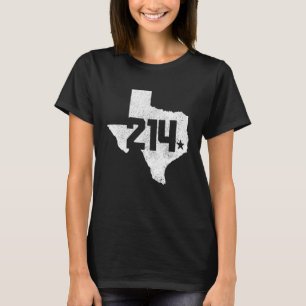 Dallas County 214 Netnummer Texas Sate Kaart Trots T-shirt