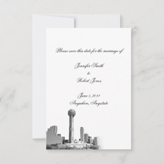 Dallas Destination Wedding Save the Date (Voorkant)